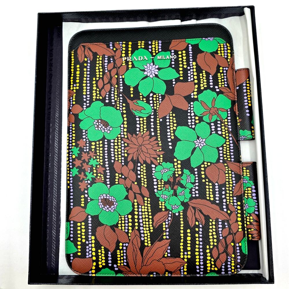 Prada Saffiano Leather Flower Print iPad Tablet Case NEW in Box - Picture 6 of 12